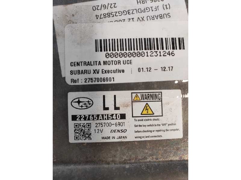 Recambio de centralita motor uce para subaru xv executive referencia OEM IAM 2757006901 22765AH540 LL