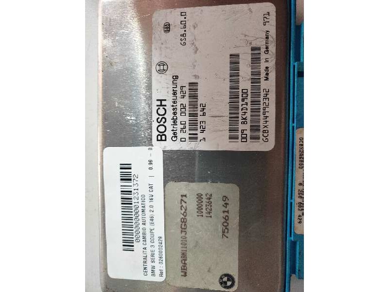 Recambio de centralita cambio automatico para bmw serie 3 coupe (e46) 2.0 16v cat referencia OEM IAM 0260002429 1423642 7506149