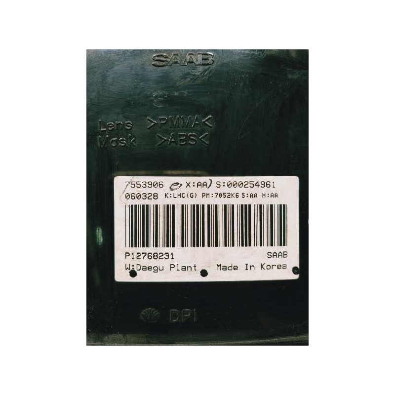 Recambio de cuadro instrumentos para saab 9-3 sport hatch 1.9 tid linear sport referencia OEM IAM 7553906 P12768231 000254961