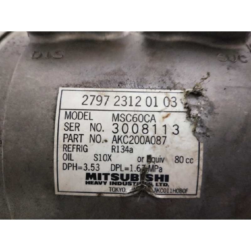 Recambio de compresor aire acondicionado para tata indigo marina 1.4 d referencia OEM IAM AKC200A087 279723120103 MSC60CA