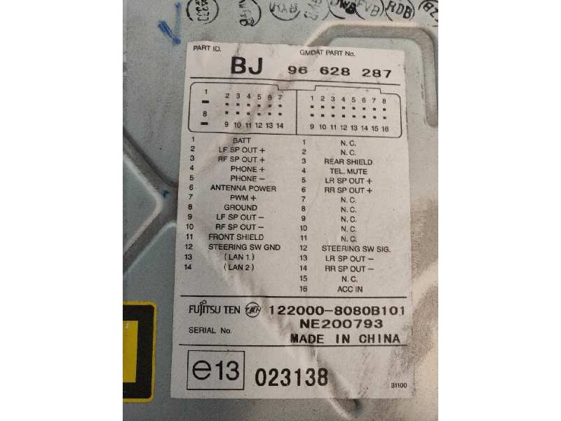 Recambio de sistema audio / radio cd para chevrolet epica lt referencia OEM IAM 96628287 023138 