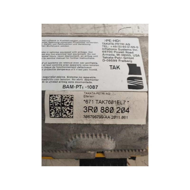 Recambio de kit airbag para seat exeo st (3r5)(2009>) sport referencia OEM IAM 3R0880201 3R0880204 W03R1857003C24A 3R0959655 8H1