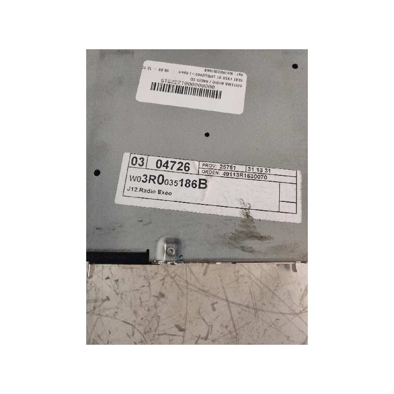 Recambio de sistema audio / radio cd para seat exeo st (3r5)(2009>) sport referencia OEM IAM W03R0035186B 04726 25751 815 764023
