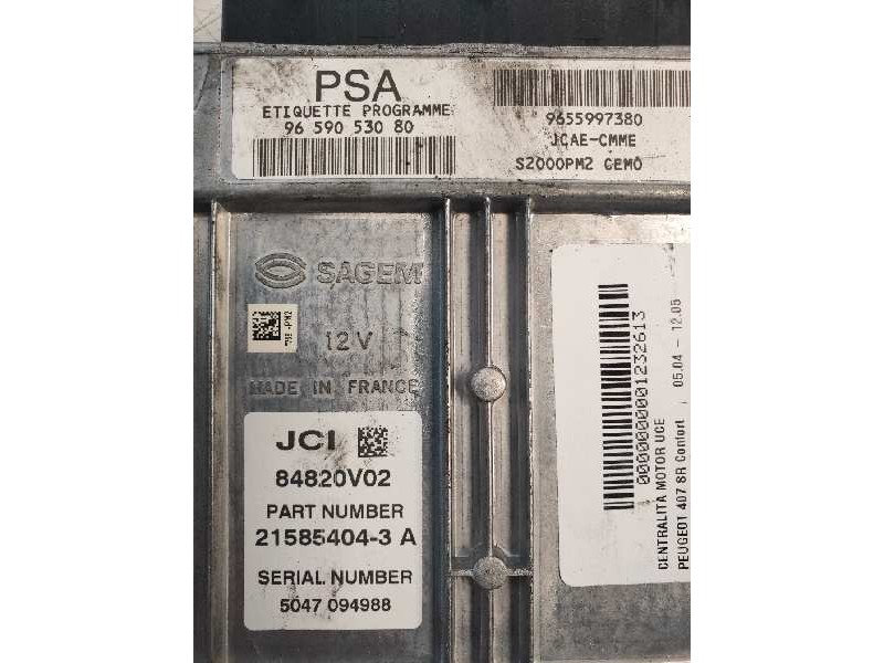 Recambio de centralita motor uce para peugeot 407 sr confort referencia OEM IAM 215854043A 9659053080 9655997380 84820V02 S2000P