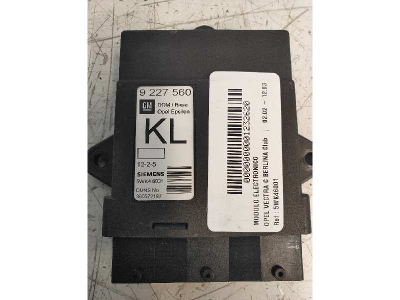 Recambio de modulo electronico para opel vectra c berlina club referencia OEM IAM 5WK46001 9227560 