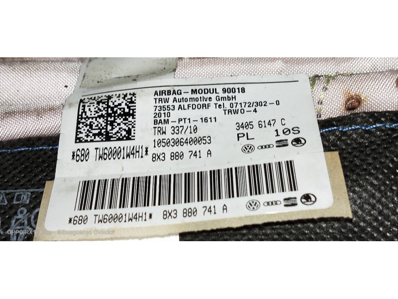 Recambio de airbag cortina delantero izquierdo para audi a1 (8x) attraction referencia OEM IAM 8X3880741A  