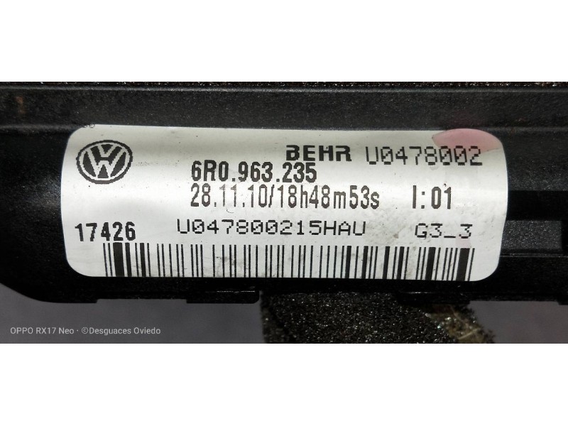 Recambio de resistencia calefaccion para audi a1 (8x) attraction referencia OEM IAM 6R0963235  