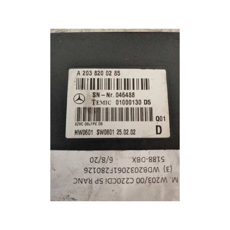Recambio de modulo electronico para mercedes clase c (w203) familiar c 220 t cdi (203.206) referencia OEM IAM 0100130 2038200285