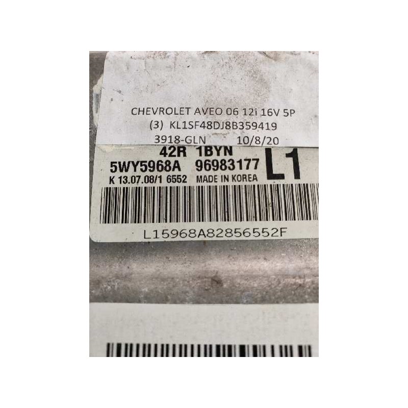 Recambio de centralita motor uce para chevrolet aveo 1.2 cat referencia OEM IAM 5WY5968A 96983177 L1 42R 1BYN