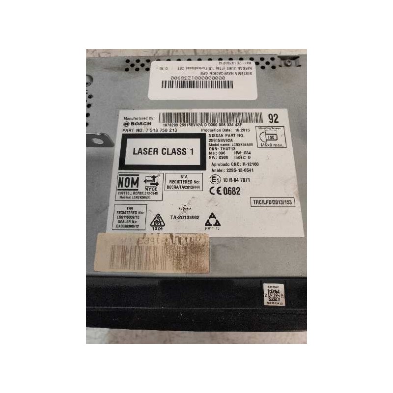 Recambio de sistema navegacion gps para nissan juke (f15) 1.5 turbodiesel cat referencia OEM IAM 7513750213 259158V92A 229513654