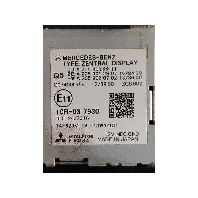 Recambio de pantalla multifuncion para mercedes clase glc (w253) glc 220 d 4matic referencia OEM IAM A2059002211 A2059012807 