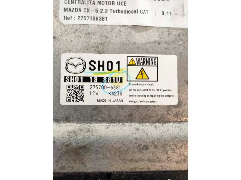 Recambio de centralita motor uce para mazda cx-5 2.2 turbodiesel cat referencia OEM IAM 2757006381 SH0118881U K4238