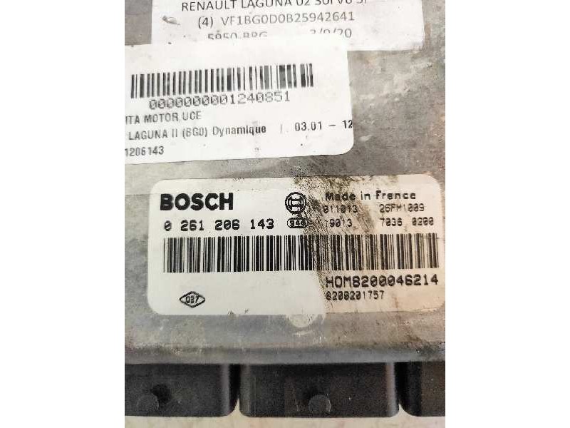 Recambio de centralita motor uce para renault laguna ii (bg0) dynamique referencia OEM IAM 0261206143 HOM8200046214 8200201757