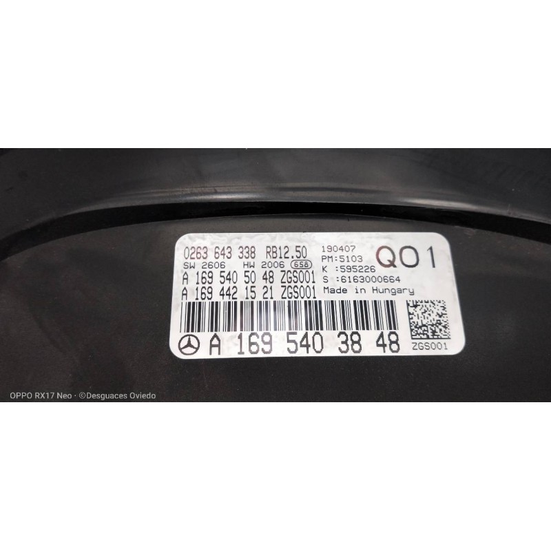 Recambio de cuadro instrumentos para mercedes clase b (w245) 150 (245.231) referencia OEM IAM A1695403848 0263643338 A1695405048