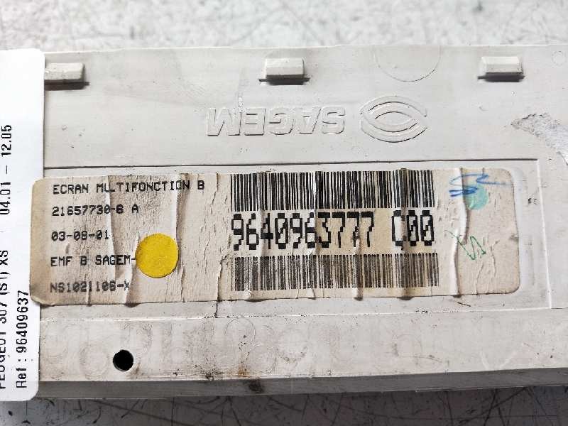 Recambio de pantalla multifuncion para peugeot 307 (s1) xs referencia OEM IAM 96409637  