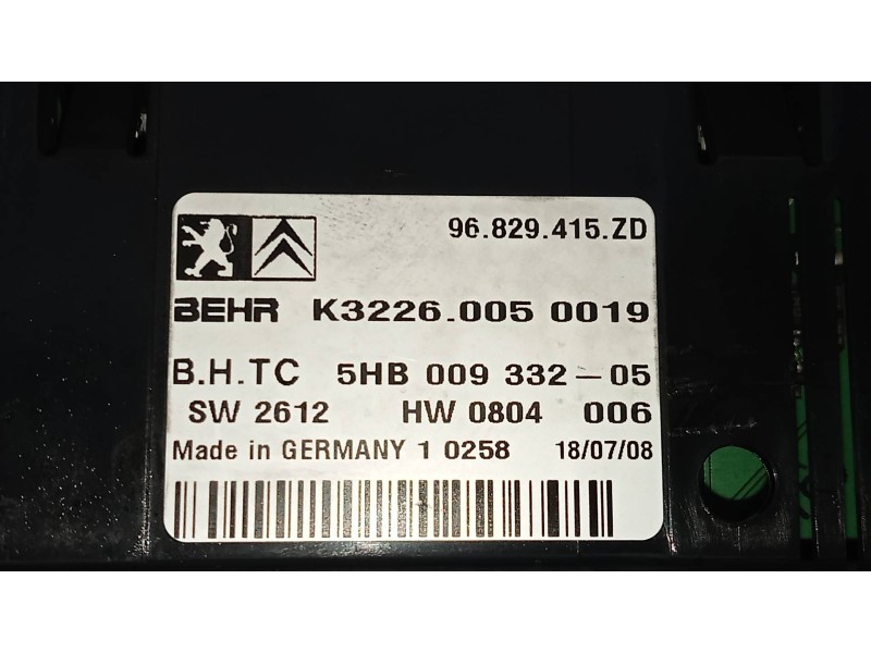 Recambio de mando calefaccion / aire acondicionado para citroen c5 berlina exclusive referencia OEM IAM 96829415ZD 5HB00933205 K