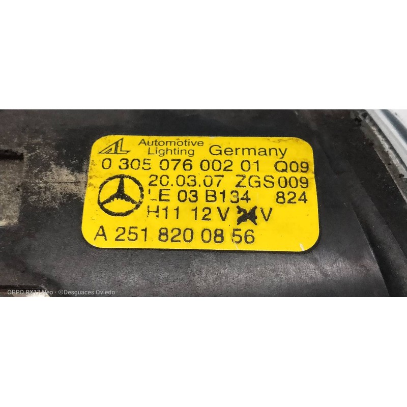 Recambio de faro antiniebla derecho para mercedes clase b (w245) 150 (245.231) referencia OEM IAM A2518200856 030507600201 
