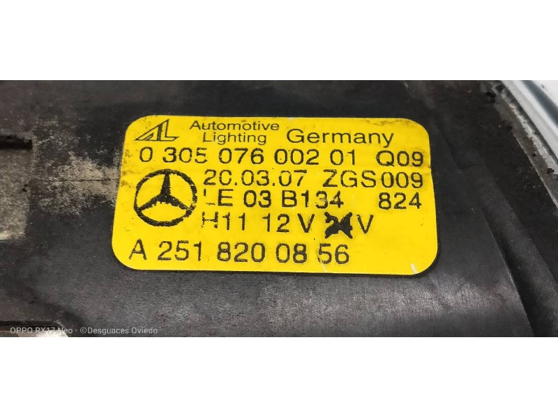 Recambio de faro antiniebla derecho para mercedes clase b (w245) 150 (245.231) referencia OEM IAM A2518200856 030507600201 