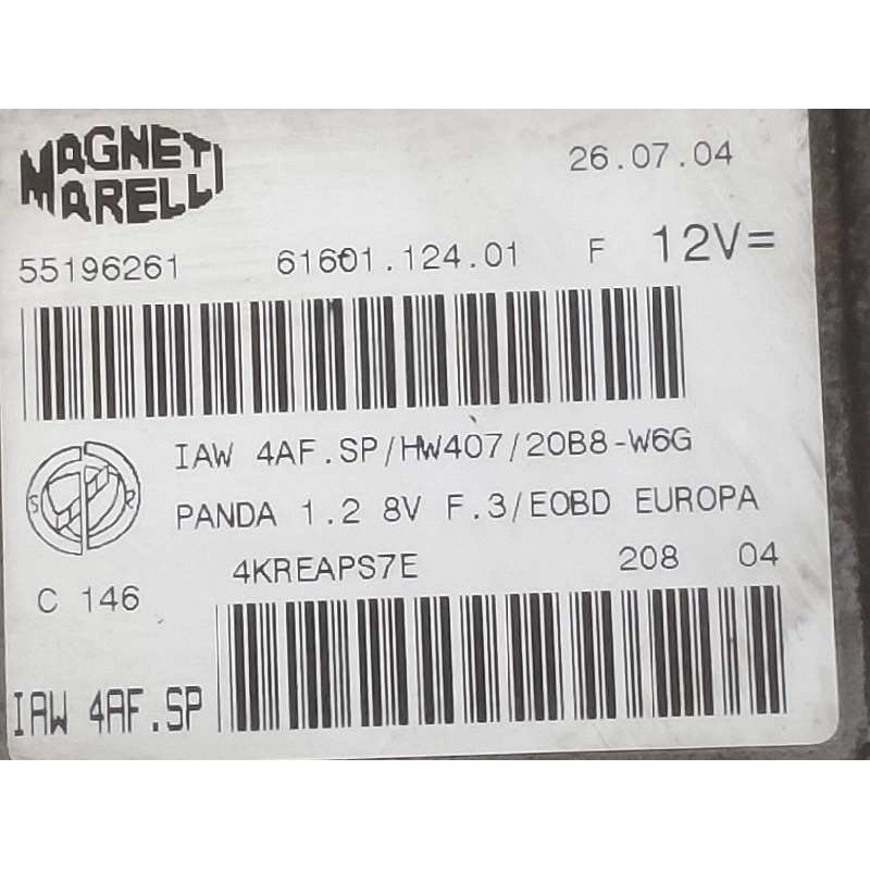Recambio de centralita motor uce para fiat panda (169) 1.2 8v emotion referencia OEM IAM 55196261 6160112401 