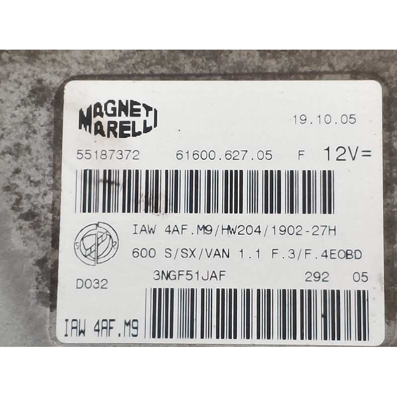 Recambio de centralita motor uce para fiat seicento (187) vintage referencia OEM IAM 55187372 3NGF51JAF 6160062705F