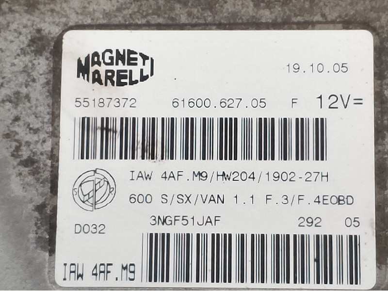 Recambio de centralita motor uce para fiat seicento (187) vintage referencia OEM IAM 55187372 3NGF51JAF 6160062705F