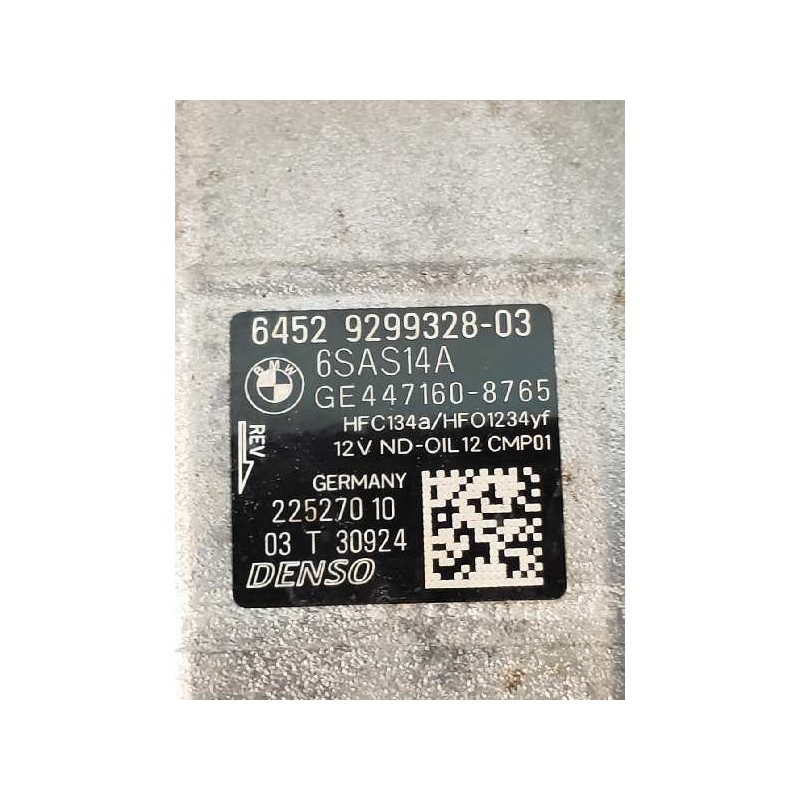 Recambio de compresor aire acondicionado para bmw serie 4 gran coupe (f36) 2.0 16v turbodiesel referencia OEM IAM 22527010 64529