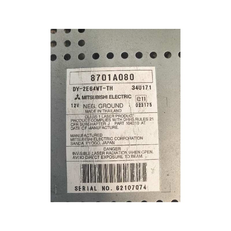 Recambio de sistema audio / radio cd para mitsubishi grandis (na0w) 2.0 di-d inform referencia OEM IAM 8701A080 34U171 MITSUBISH