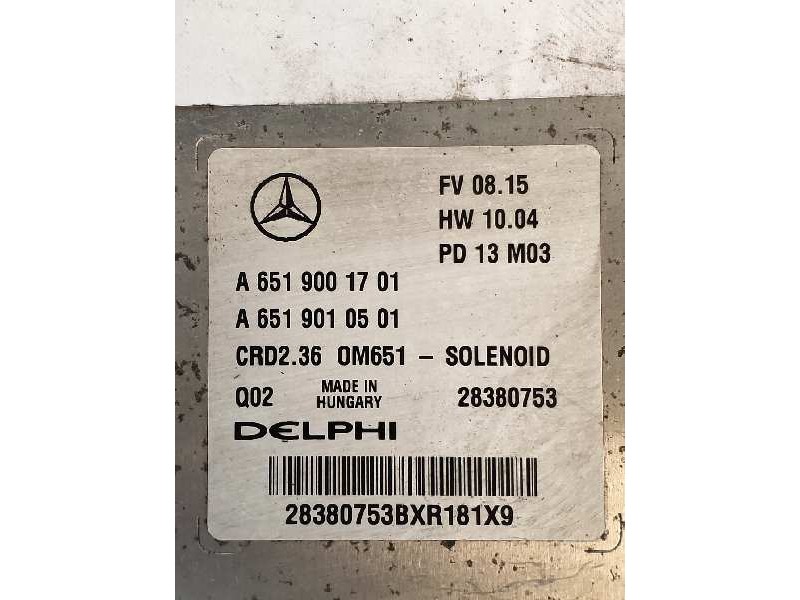 Recambio de centralita motor uce para mercedes sprinterii caja cerrada (desde 01.06) 210/213/216 cdi (906.611/613) referencia OE