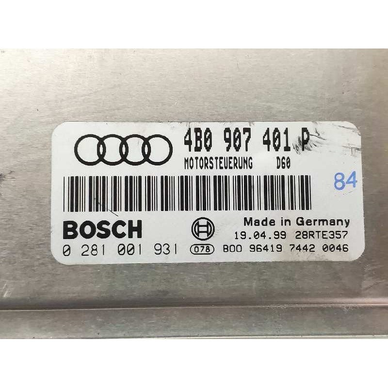 Recambio de centralita motor uce para audi a6 berlina (4b2) 2.5 tdi referencia OEM IAM 0281001931 4B0907401P D60