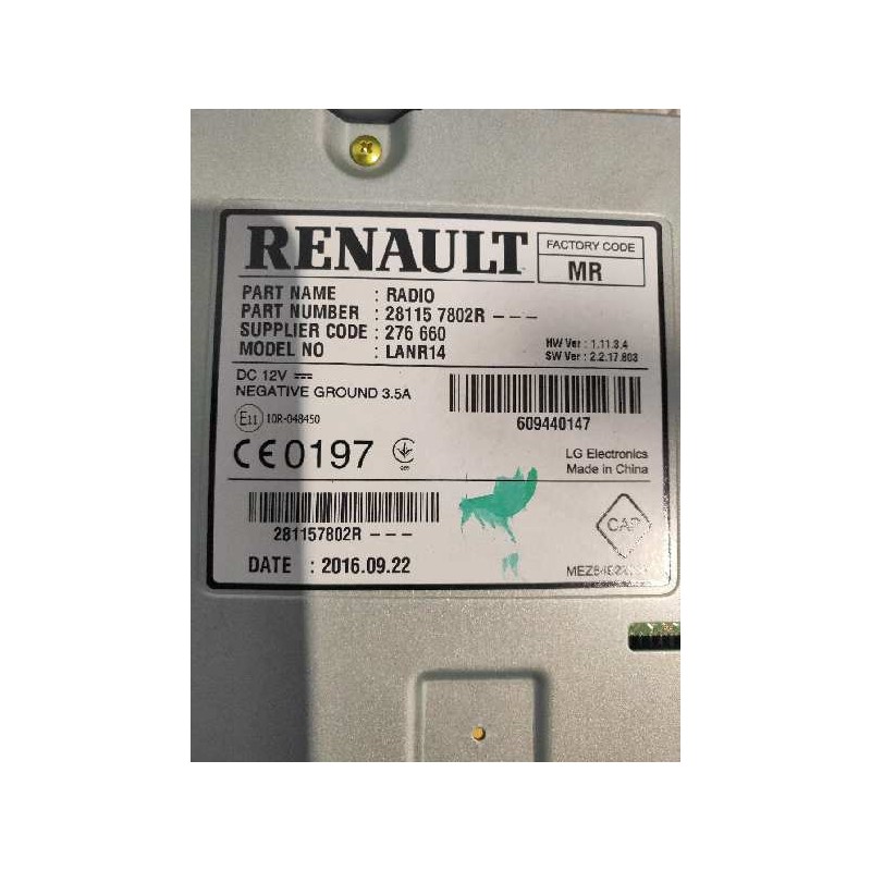 Recambio de sistema navegacion gps para renault espace v 1.6 dci diesel fap energy referencia OEM IAM 281157802R MR 280907095R 