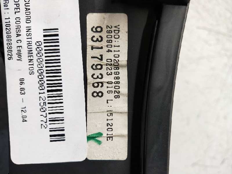 Recambio de cuadro instrumentos para opel corsa c enjoy referencia OEM IAM 110208988026 93179368 