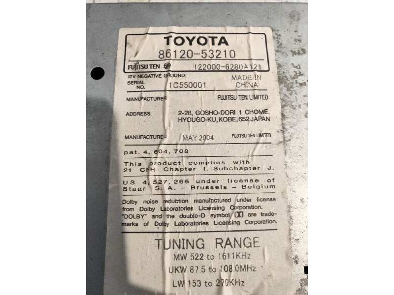 Recambio de sistema audio / radio cd para lexus is200 (gxe10) 2.0 referencia OEM IAM 8612053210 1220006280A121 FUJITSUTEN