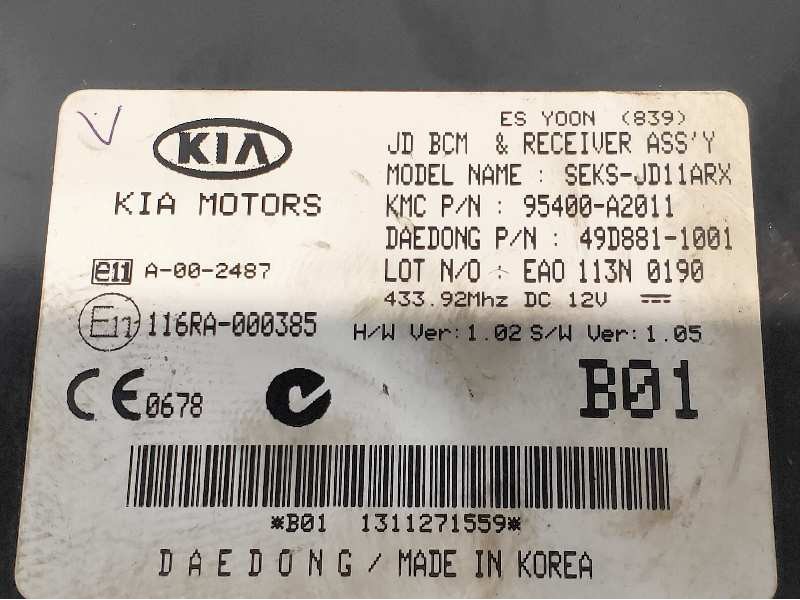 Recambio de modulo electronico para kia cee´d concept referencia OEM IAM 95400A2011  