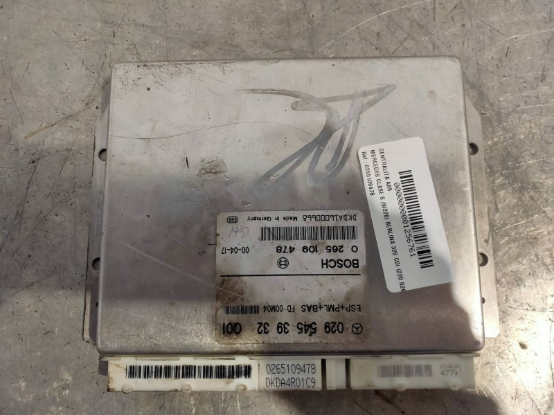Recambio de centralita abs para mercedes clase s (w220) berlina 320 cdi (220.026) referencia OEM IAM 0265109478 0295453932 Q01