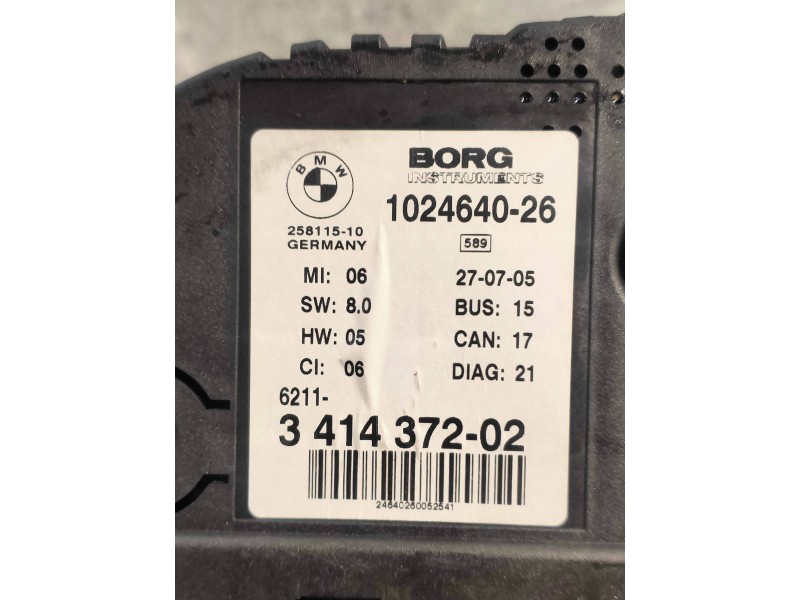 Recambio de cuadro instrumentos para bmw x3 (e83) 2.0d referencia OEM IAM 102464026 341437202 BORG