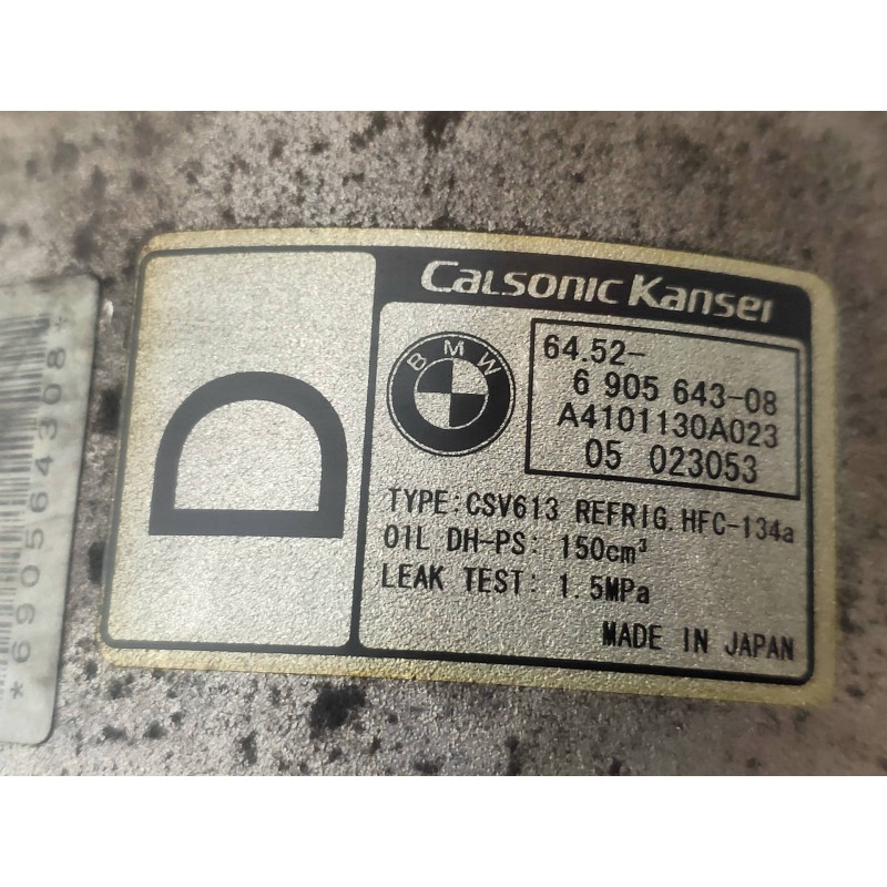 Recambio de compresor aire acondicionado para bmw x3 (e83) 2.0d referencia OEM IAM 6452690564308 A4101130A023 05023053 CALSONIC