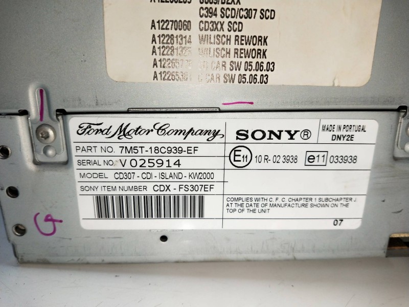 Recambio de sistema audio / radio cd para ford focus lim. (cb4) trend referencia OEM IAM 7M5T18C939EF  