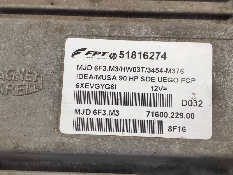 Recambio de centralita motor uce para lancia musa (184) platino referencia OEM IAM 51816274 7160022900 