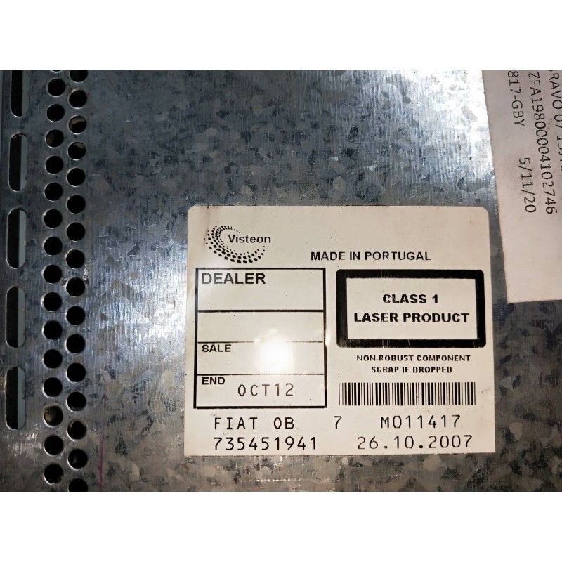 Recambio de sistema audio / radio cd para fiat bravo (198) 1.9 16v dynamic multijet referencia OEM IAM 735451941  