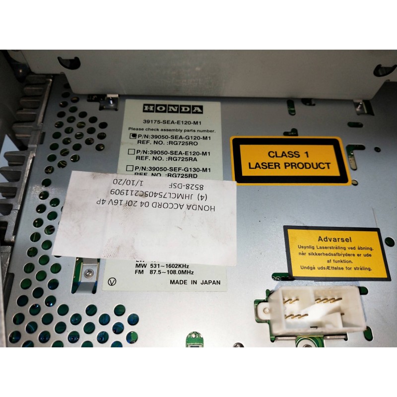 Recambio de sistema audio / radio cd para honda accord berlina (cl/cn) 2.0 vtec cat referencia OEM IAM 39050SEAG120M1  