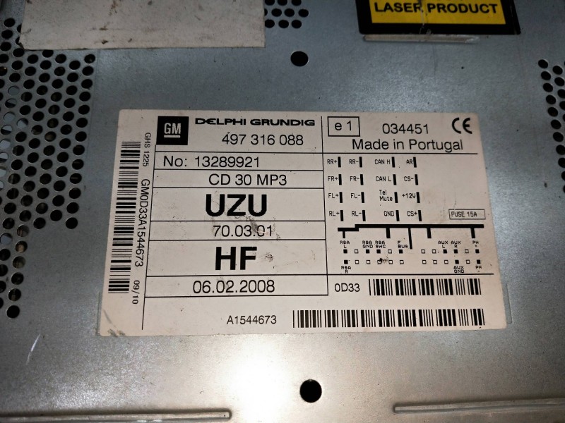 Recambio de sistema audio / radio cd para opel corsa d 1.3 16v cdti cat (z 13 dth / l4i) referencia OEM IAM 497316088  