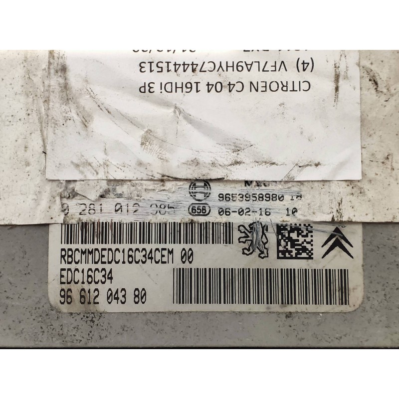 Recambio de centralita motor uce para citroen c4 coupe collection referencia OEM IAM 0281012985 9661204380 9653958980 1039S14116