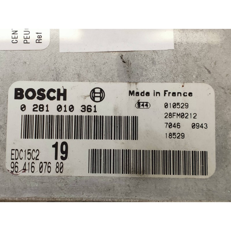 Recambio de centralita motor uce para peugeot 406 berlina (s1/s2) srdt referencia OEM IAM 0281010361 9641607680 EDC15C2 19