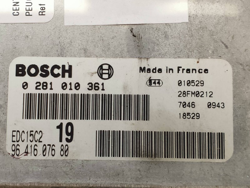 Recambio de centralita motor uce para peugeot 406 berlina (s1/s2) srdt referencia OEM IAM 0281010361 9641607680 EDC15C2 19