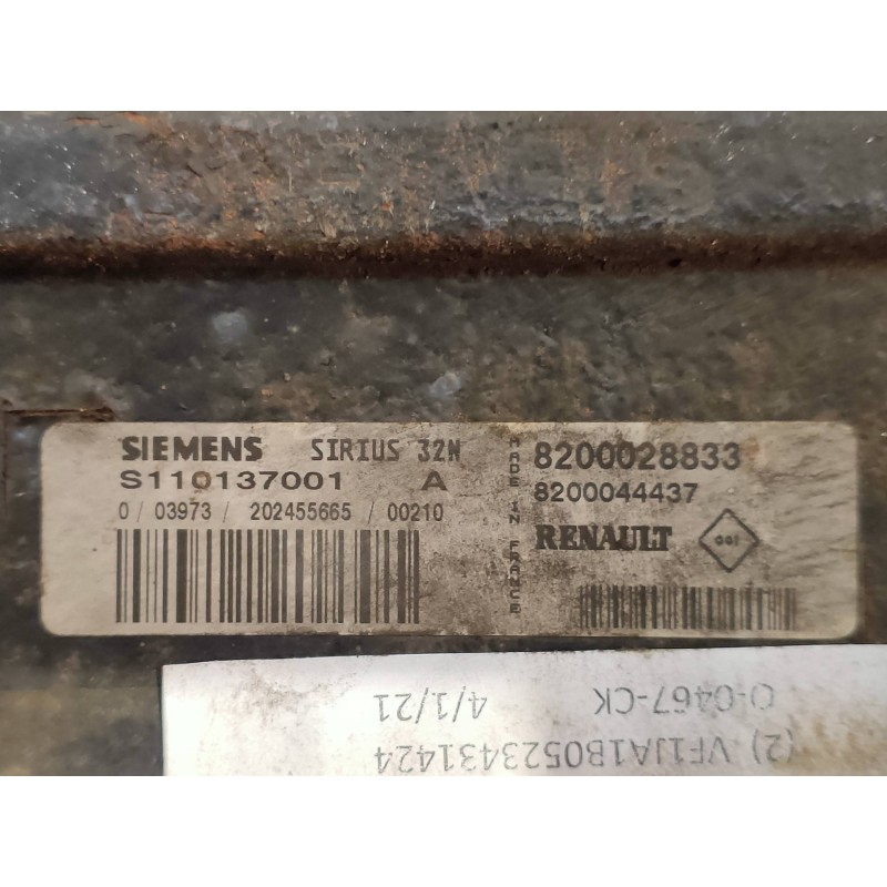 Recambio de centralita motor uce para renault scenic (ja..) 2.0 16v rxi referencia OEM IAM S110137001A 8200028833 8200044437 SIR