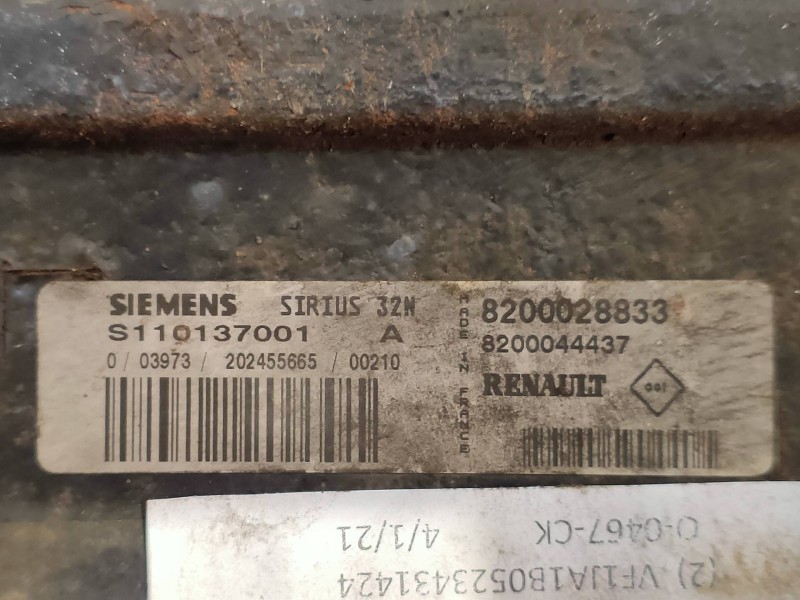 Recambio de centralita motor uce para renault scenic (ja..) 2.0 16v rxi referencia OEM IAM S110137001A 8200028833 8200044437 SIR