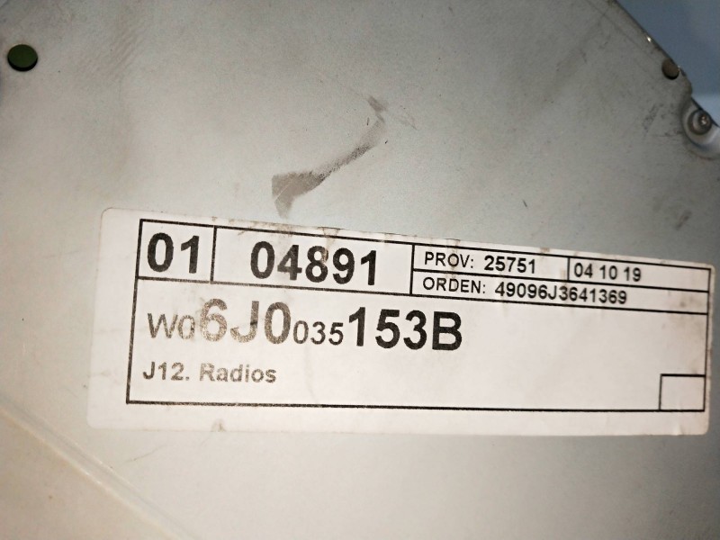 Recambio de sistema audio / radio cd para seat ibiza (6j5) reference referencia OEM IAM 6J0035153B  