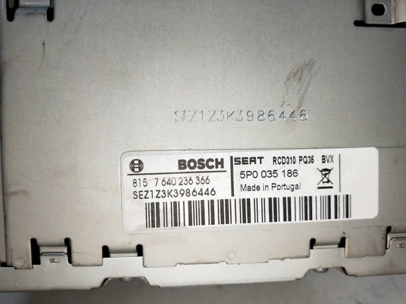 Recambio de sistema audio / radio cd para seat leon (1p1) 1.6 tdi referencia OEM IAM 5P0035186  