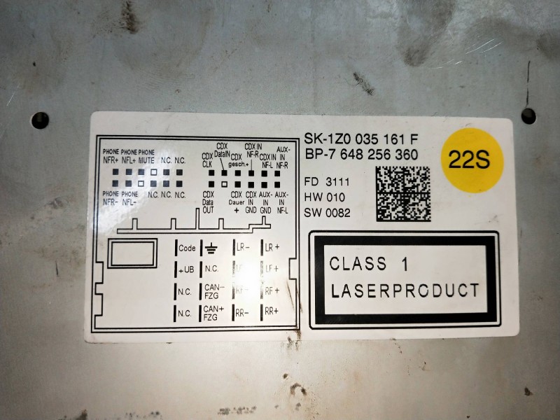 Recambio de sistema audio / radio cd para skoda octavia berlina (1z3) collection referencia OEM IAM 1Z0035161F  