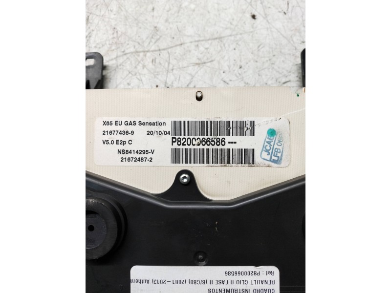 Recambio de cuadro instrumentos para renault clio ii fase ii (b/cb0) authentique referencia OEM IAM P8200066586 NS8414295V 